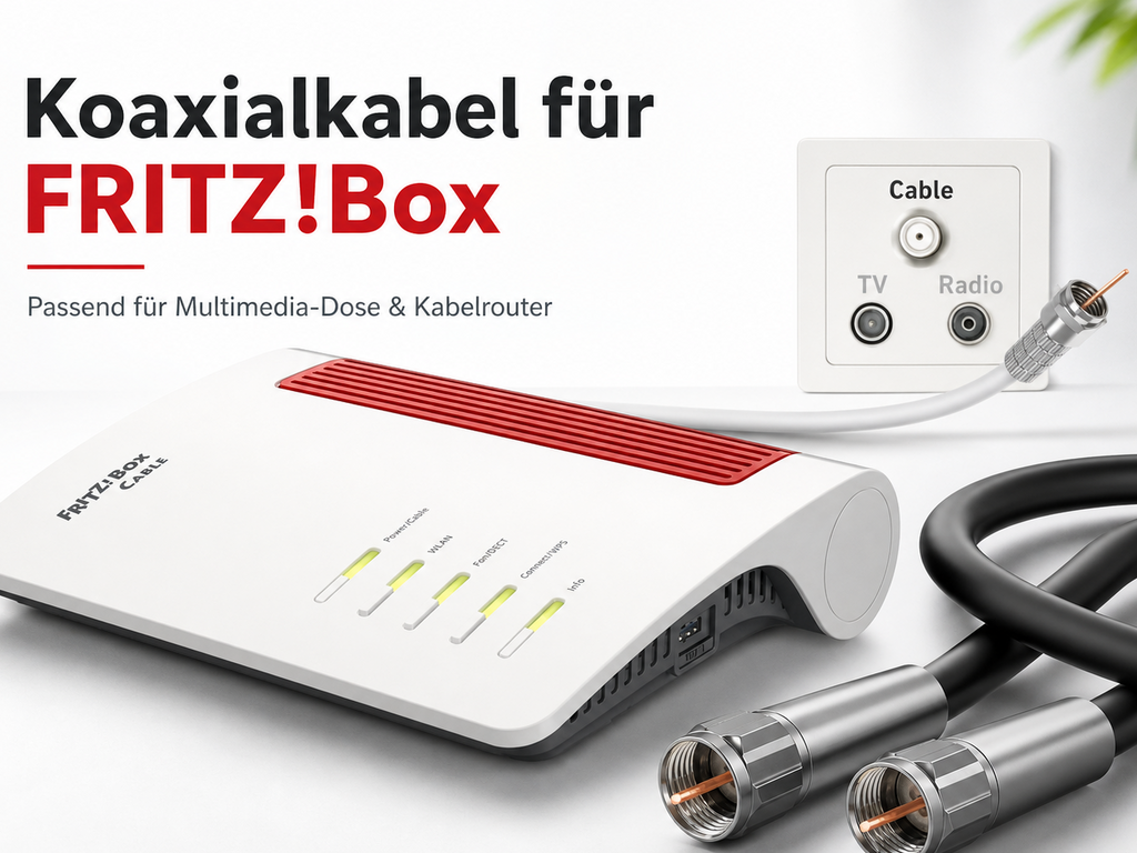 Koaxialkabel für TV und Internet - Massiver Kupferleiter, doppelt geschirmt, F-Stecker